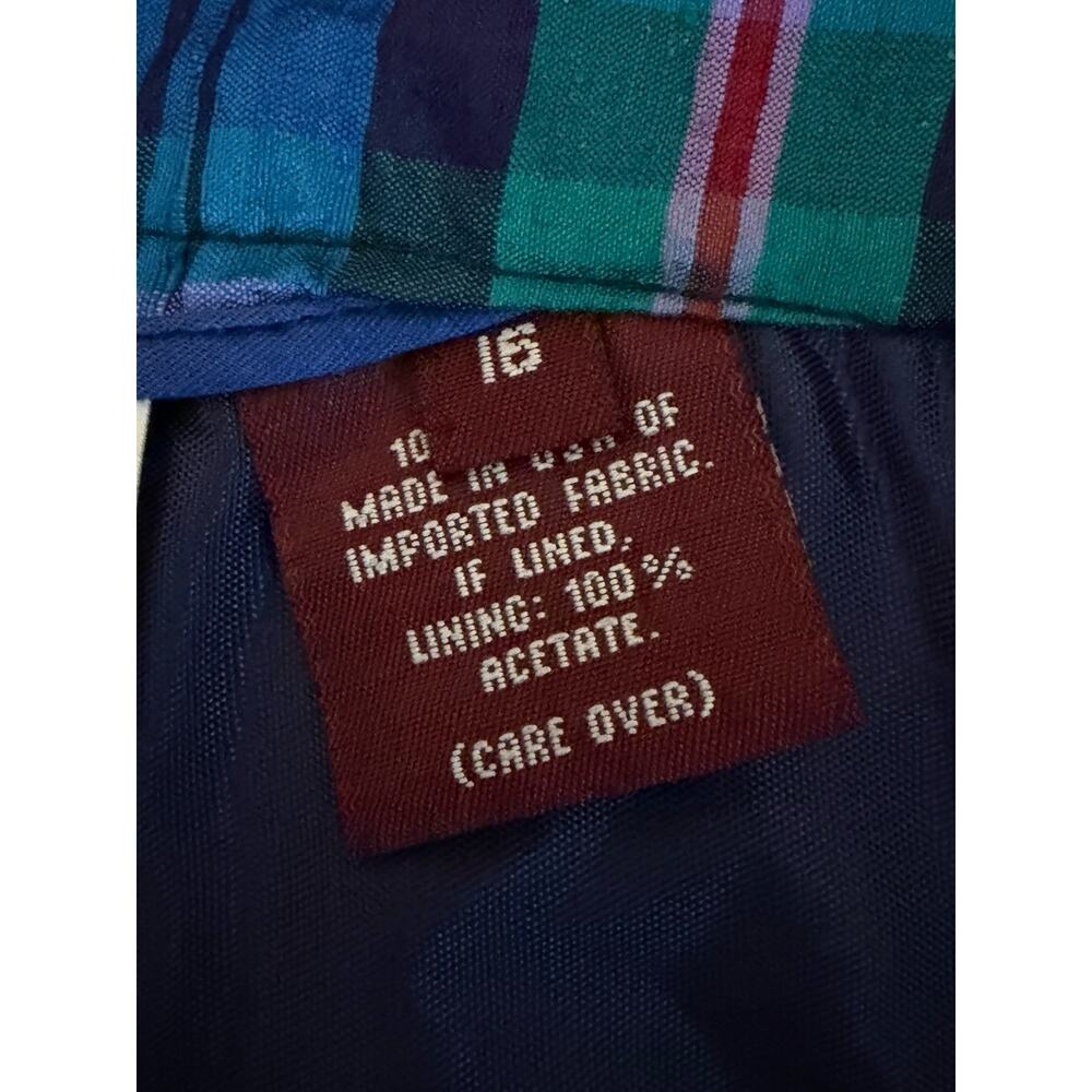 Vintage Susan Bristol 100% Silk Skirt Size 16 Plaid Pleated Blue Tartan Preppy - Picture 5 of 10